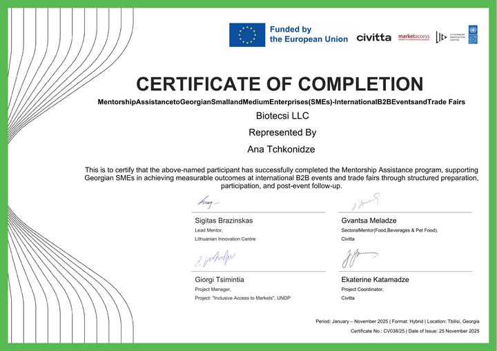 "Biotecsi" has successfully completed a mentoring program supporting participation in international B2B events and trade shows.